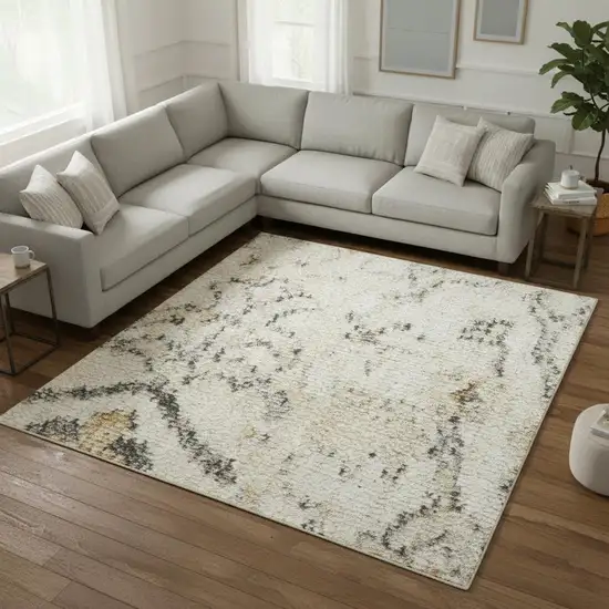 Gray Floral Distressed Area Rug Photo 1