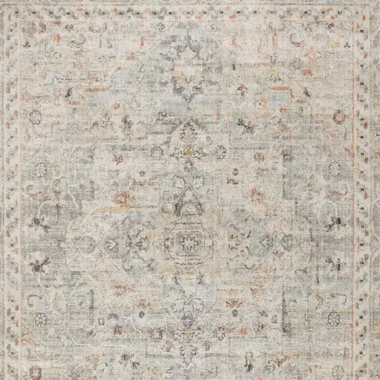 Gray Floral Distressed Area Rug Photo 9