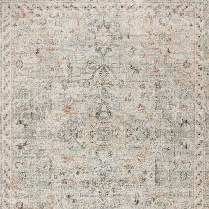 Gray Floral Distressed Area Rug Photo 9