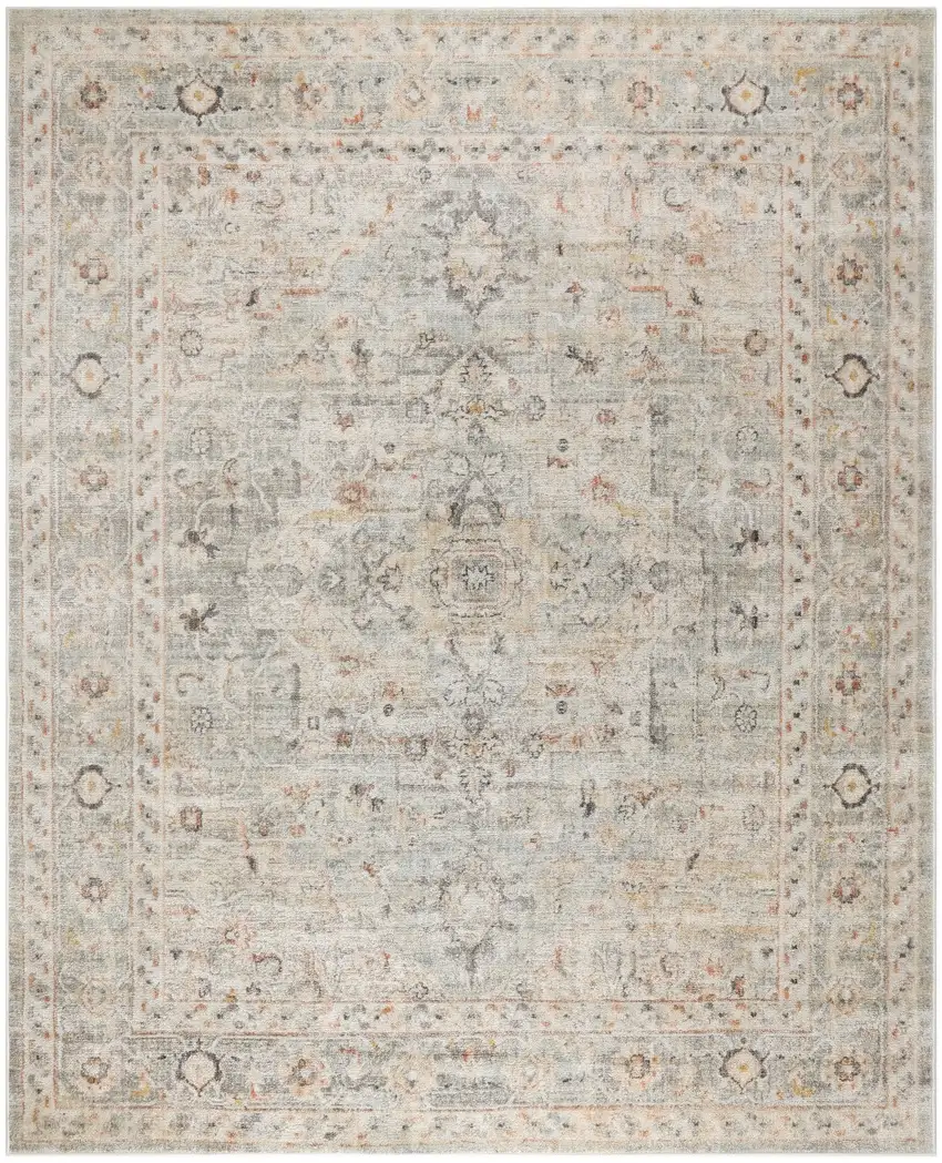 Gray Floral Distressed Area Rug Photo 8