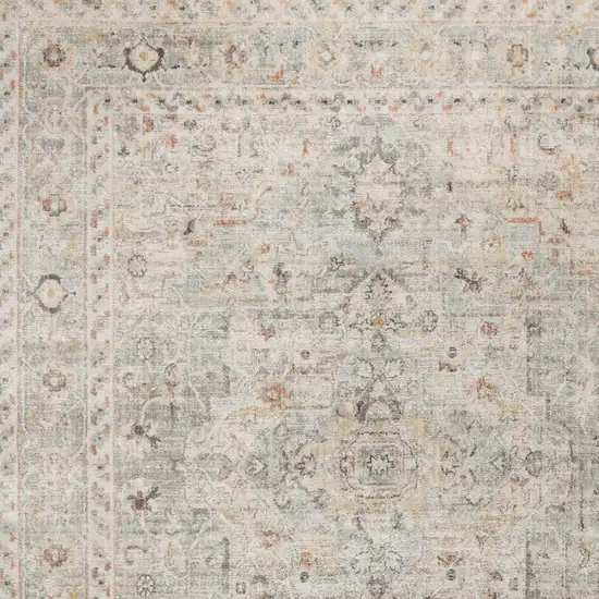 Gray Floral Distressed Area Rug Photo 9