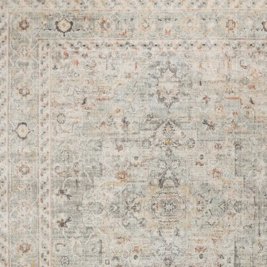 Gray Floral Distressed Area Rug Photo 9