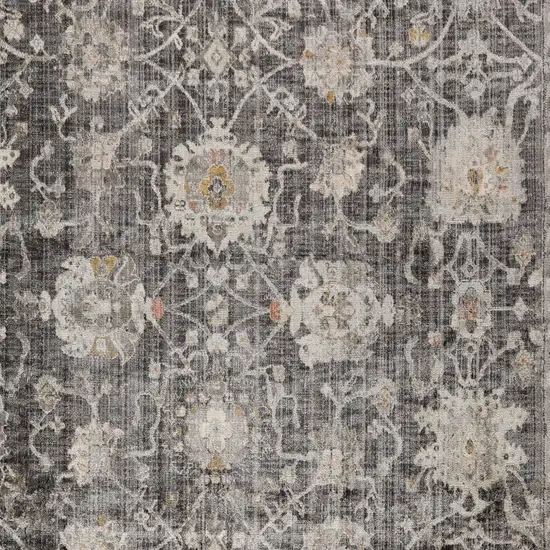 Gray Floral Distressed Area Rug Photo 7
