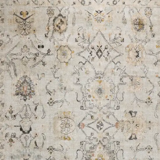 Gray Floral Distressed Area Rug Photo 7
