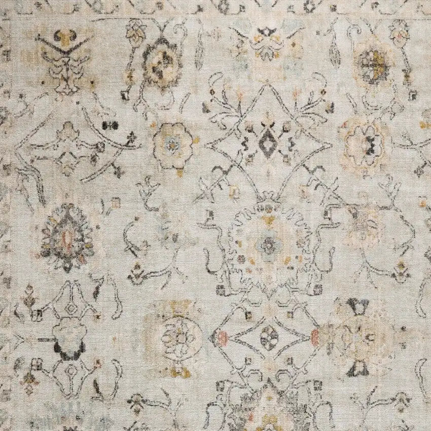 Gray Floral Distressed Area Rug Photo 7