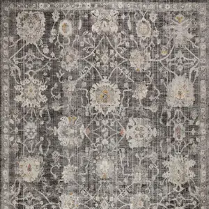 Photo of Gray Floral Distressed Area Rug