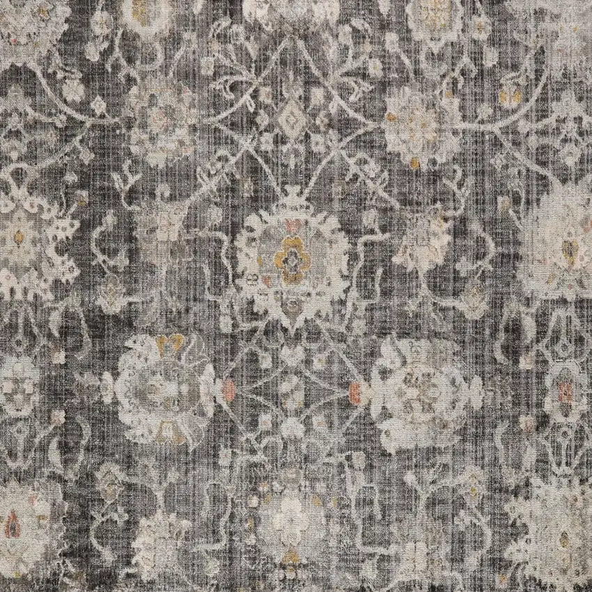 Gray Floral Distressed Area Rug Photo 7