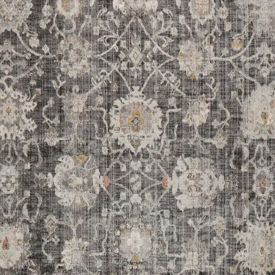 Gray Floral Distressed Area Rug Photo 7