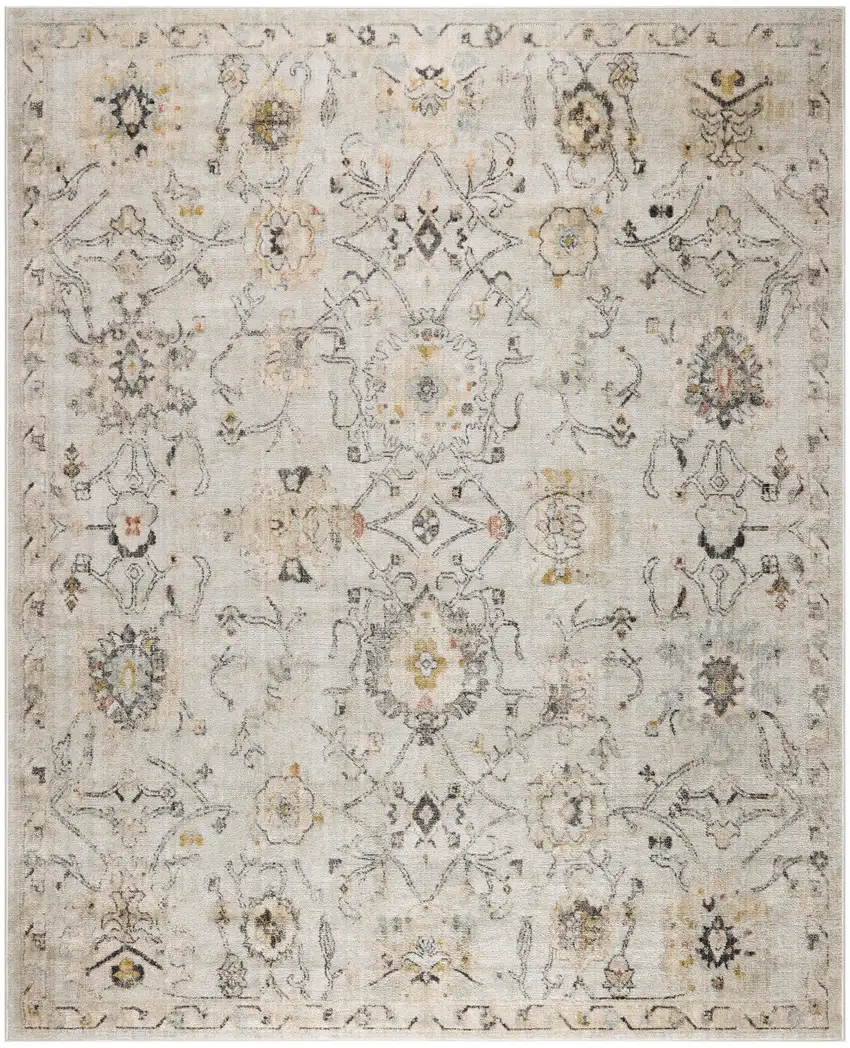 Gray Floral Distressed Area Rug Photo 7