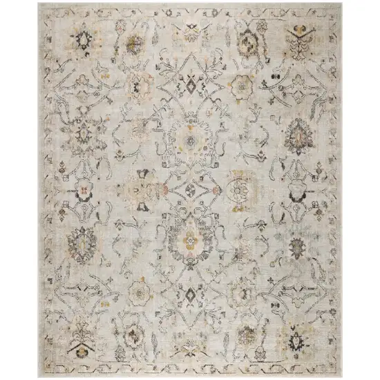 Gray Floral Distressed Area Rug Photo 7