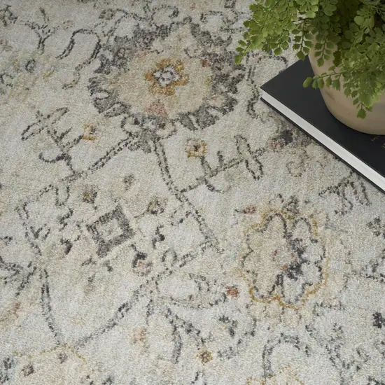 Gray Floral Distressed Area Rug Photo 9