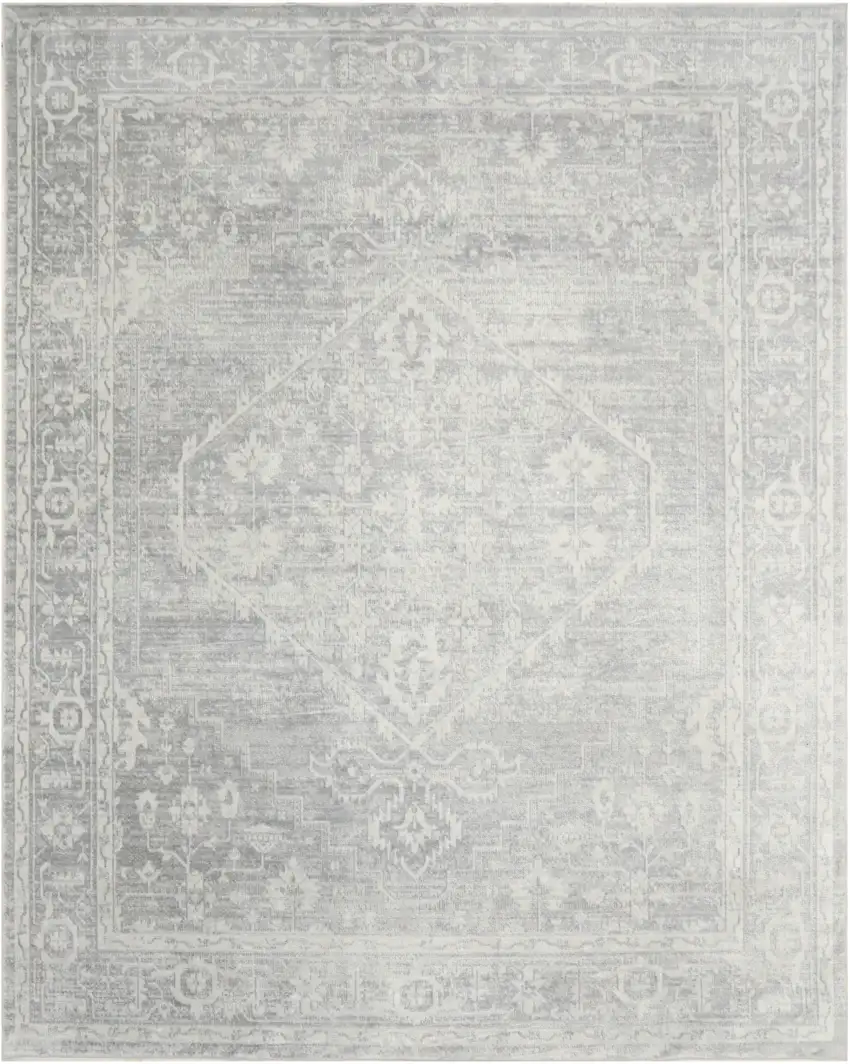 Gray Floral Distressed Area Rug Photo 6