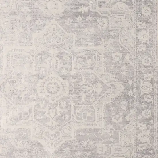 Gray Floral Distressed Area Rug Photo 9