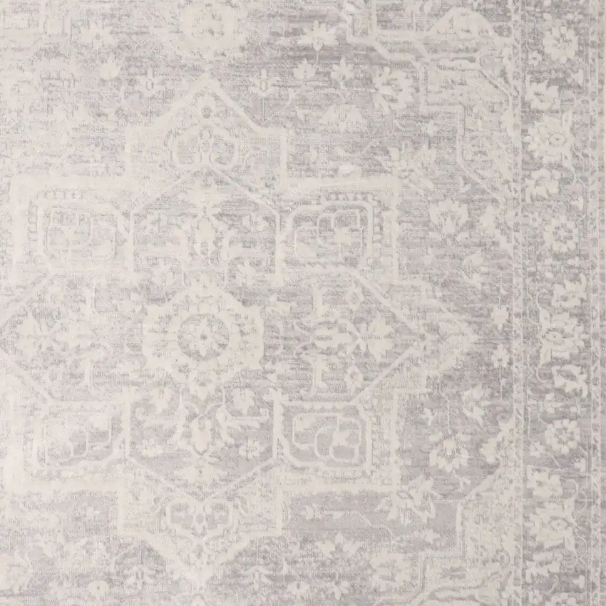 Gray Floral Distressed Area Rug Photo 9
