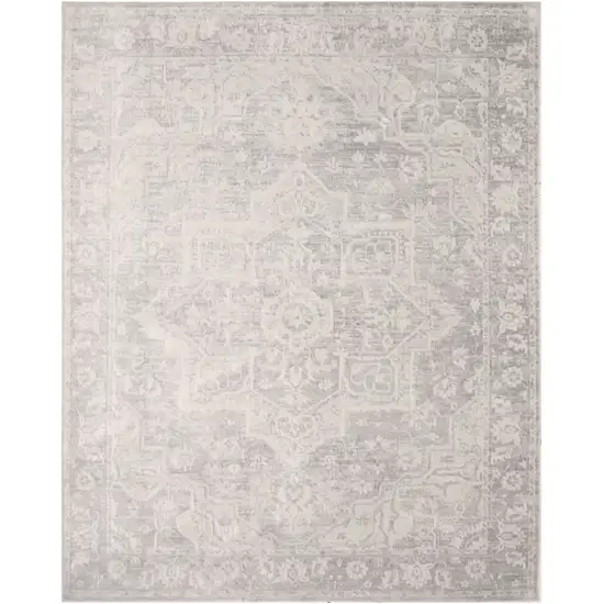 Gray Floral Distressed Area Rug Photo 7