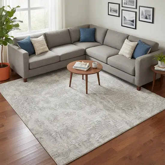 Gray Floral Distressed Area Rug Photo 1