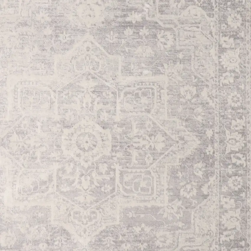 Gray Floral Distressed Area Rug Photo 8