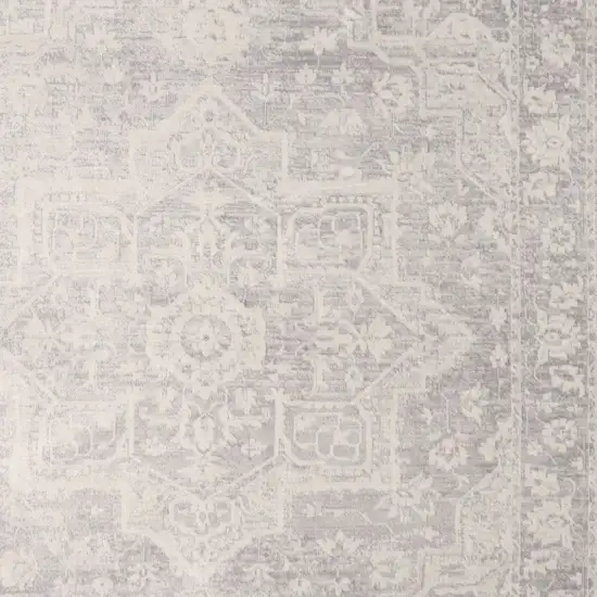 Gray Floral Distressed Area Rug Photo 8