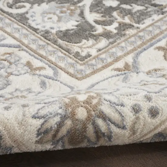 Gray Floral Distressed Area Rug Photo 7