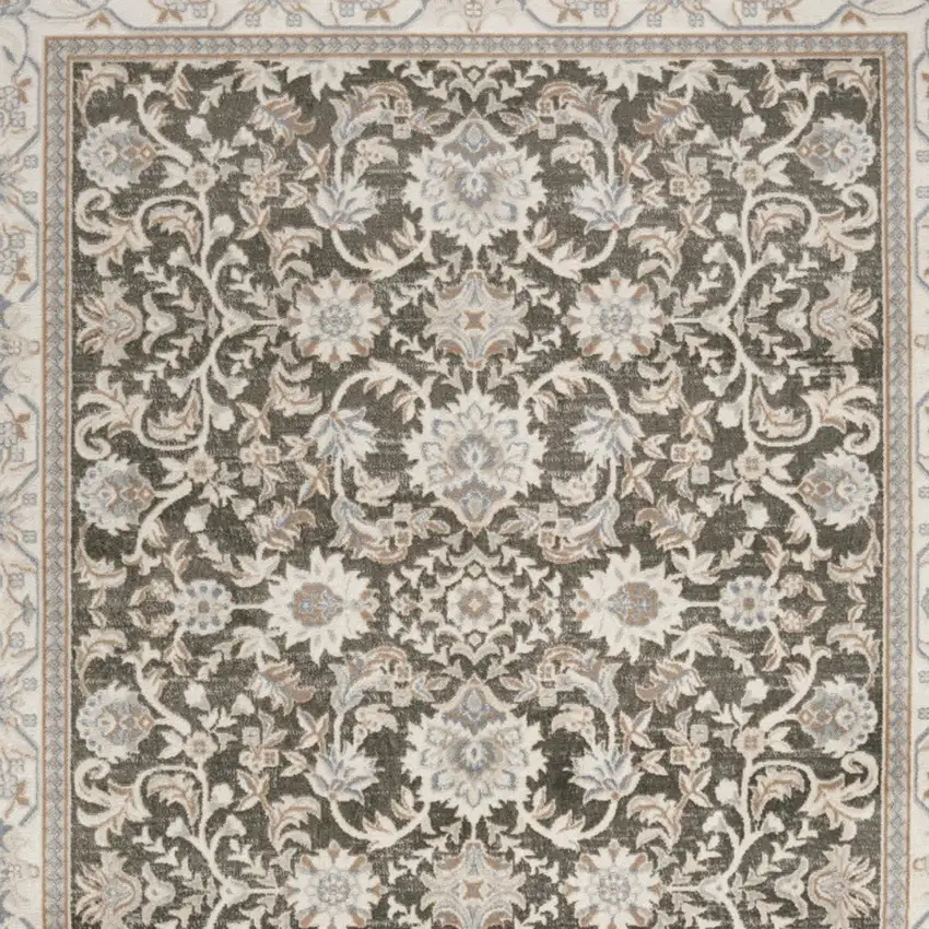 Gray Floral Distressed Area Rug Photo 7
