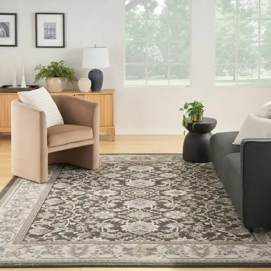 Gray Floral Distressed Area Rug Photo 4
