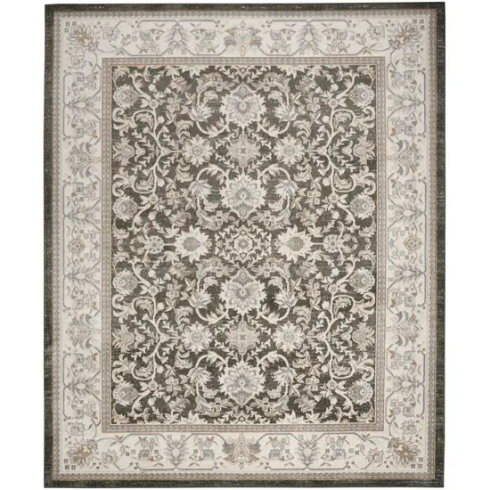 Gray Floral Distressed Area Rug Photo 1