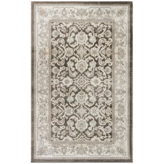 Gray Floral Distressed Area Rug Photo 1