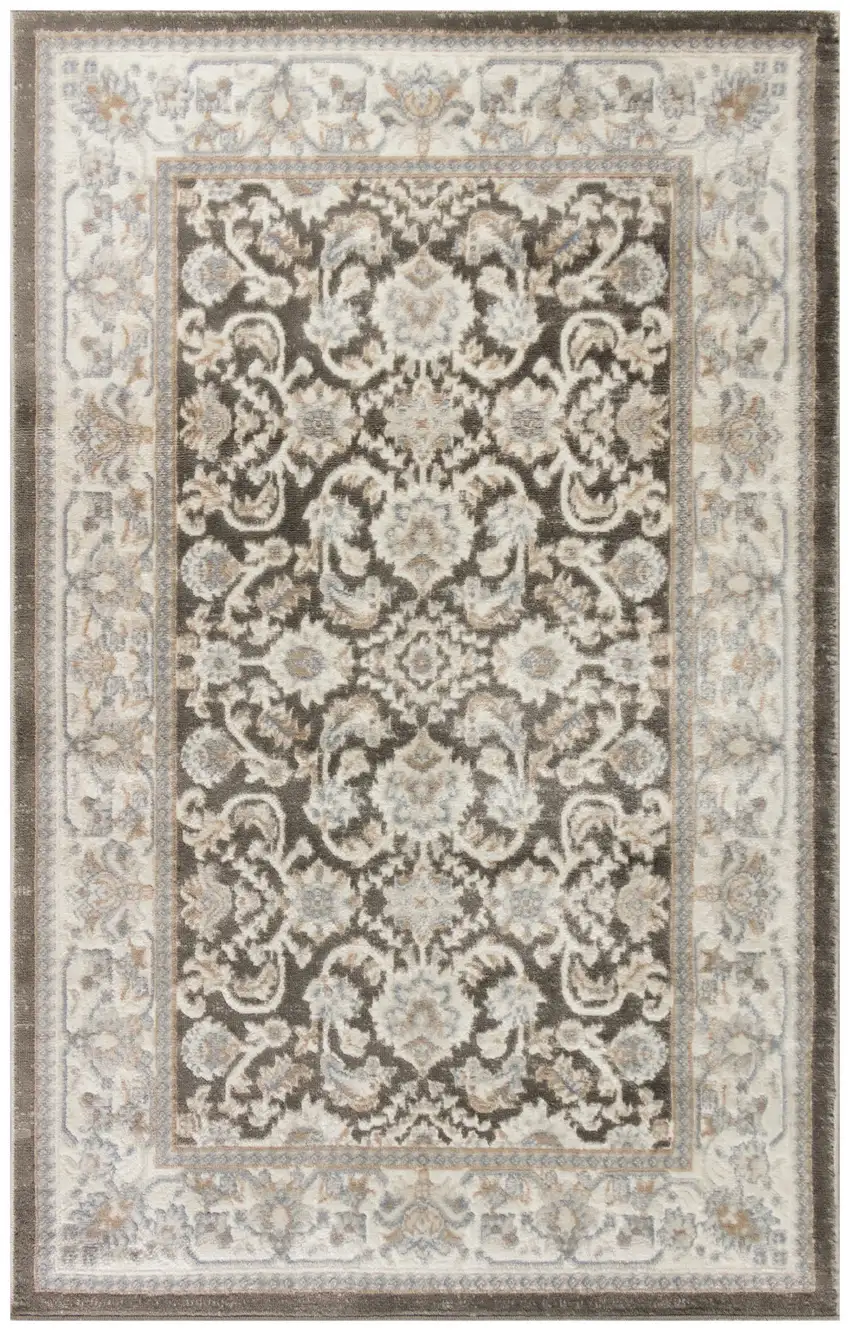 Gray Floral Distressed Area Rug Photo 1