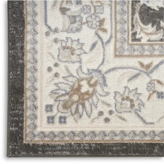 Gray Floral Distressed Area Rug Photo 9