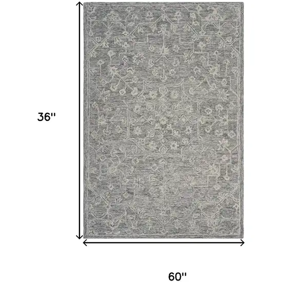 Gray Floral Finesse Area Rug Photo 3