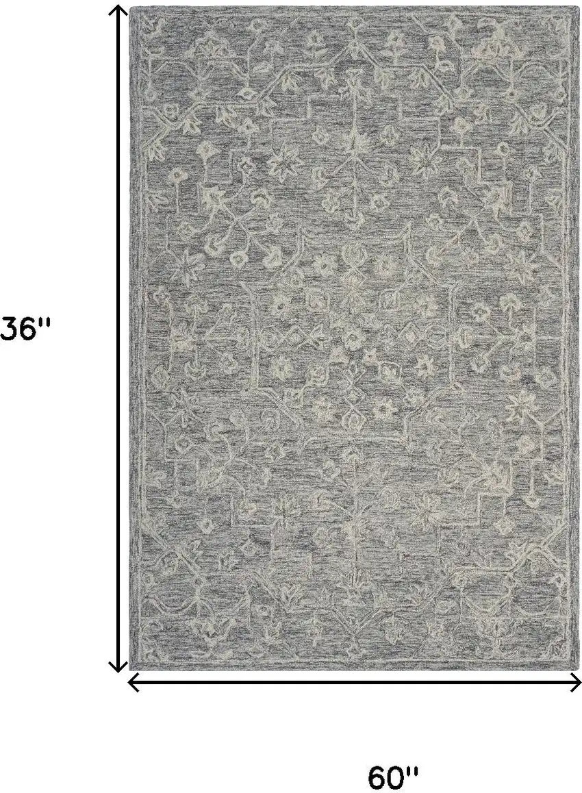 Gray Floral Finesse Area Rug Photo 3