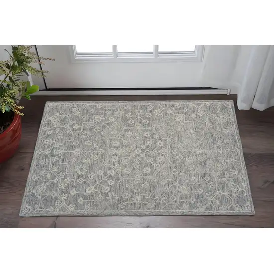 Gray Floral Finesse Area Rug Photo 1
