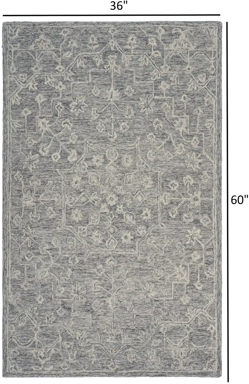 Gray Floral Finesse Area Rug Photo 7