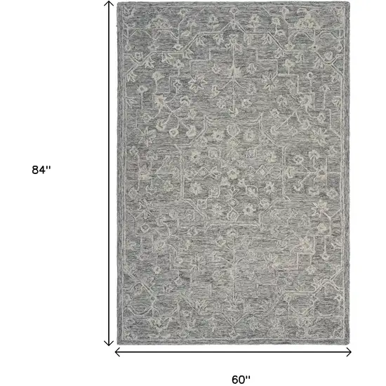 Gray Floral Finesse Area Rug Photo 3