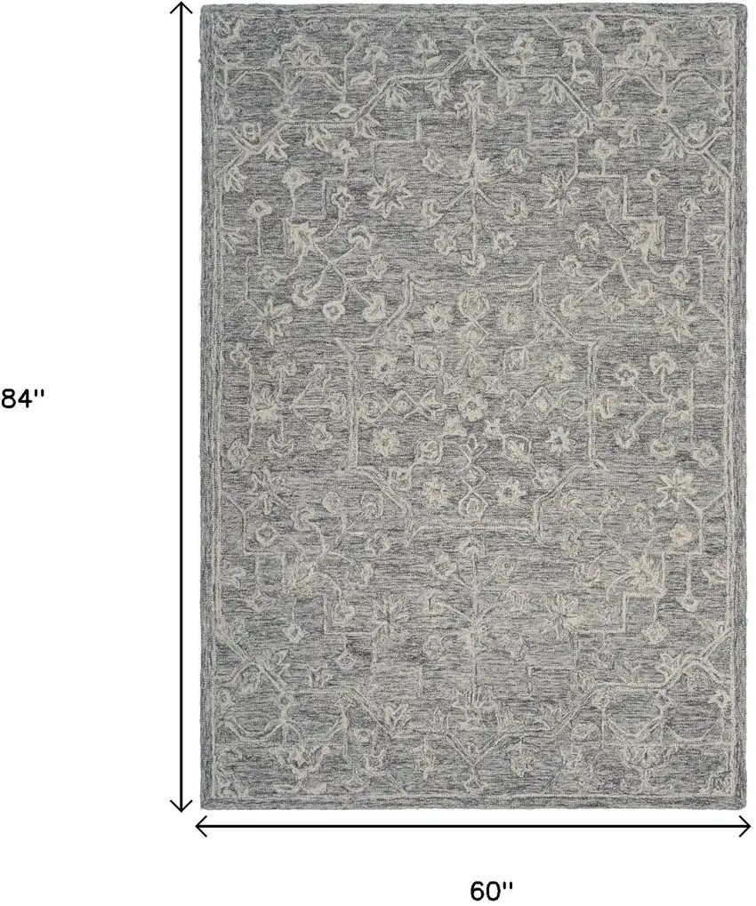 Gray Floral Finesse Area Rug Photo 3