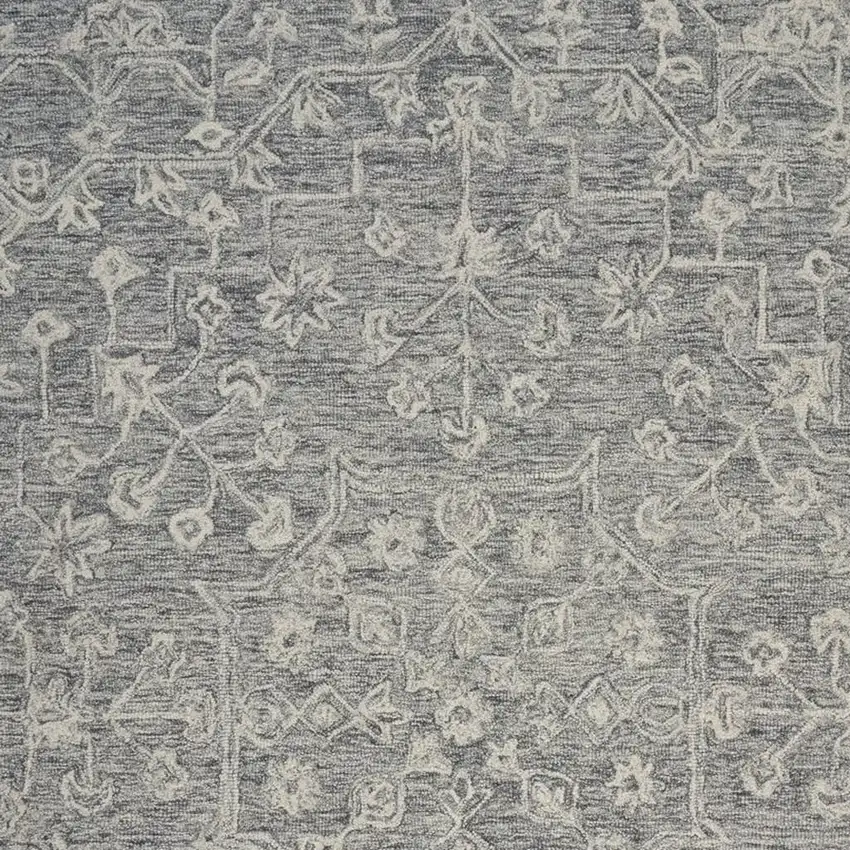 Gray Floral Finesse Area Rug Photo 4