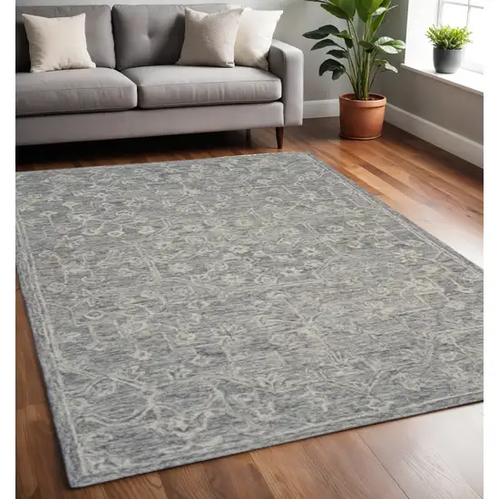 Gray Floral Finesse Area Rug Photo 1