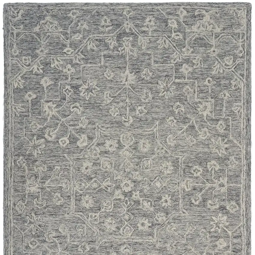 Gray Floral Finesse Area Rug Photo 5