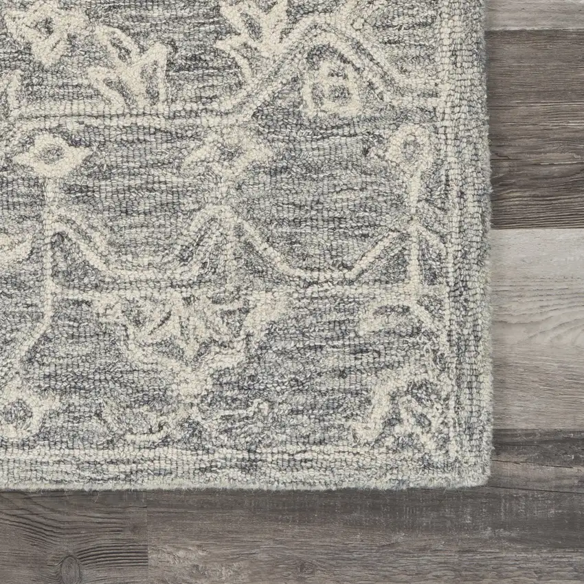 Gray Floral Finesse Area Rug Photo 6