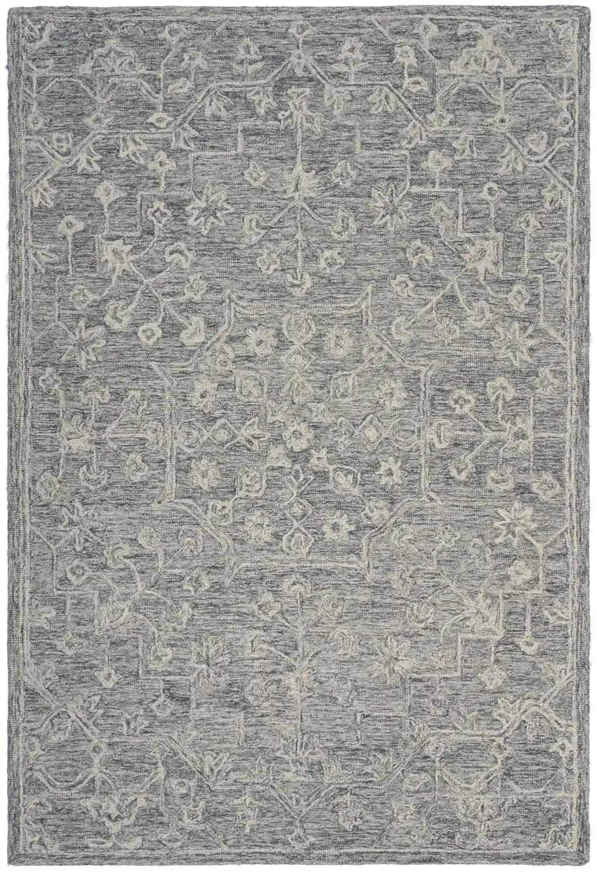 Gray Floral Finesse Area Rug Photo 7