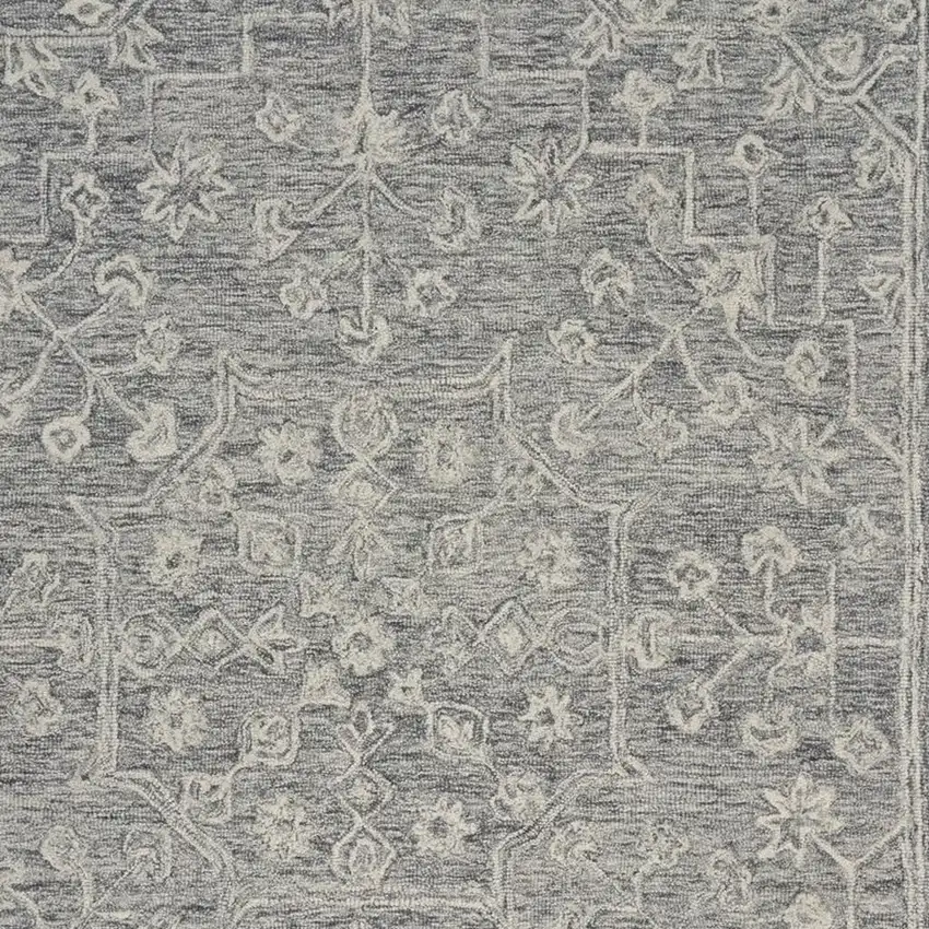 Gray Floral Finesse Area Rug Photo 8