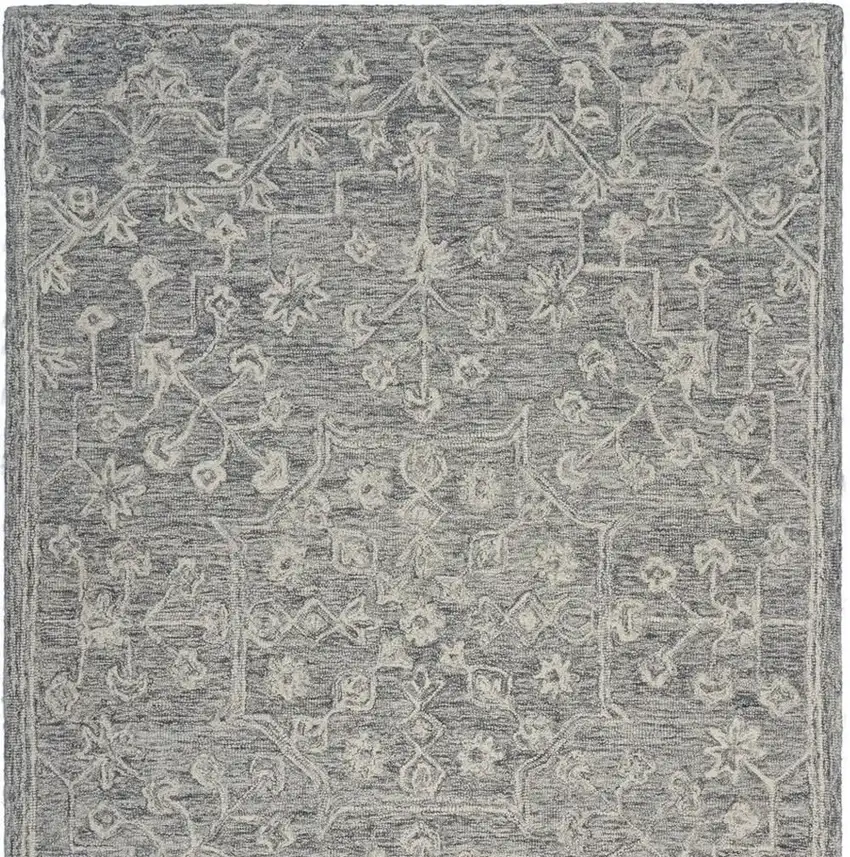 Gray Floral Finesse Area Rug Photo 5