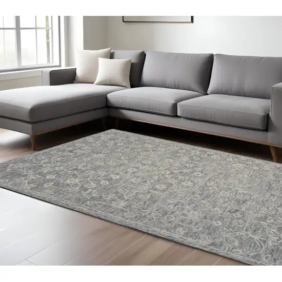 Gray Floral Finesse Area Rug Photo 1