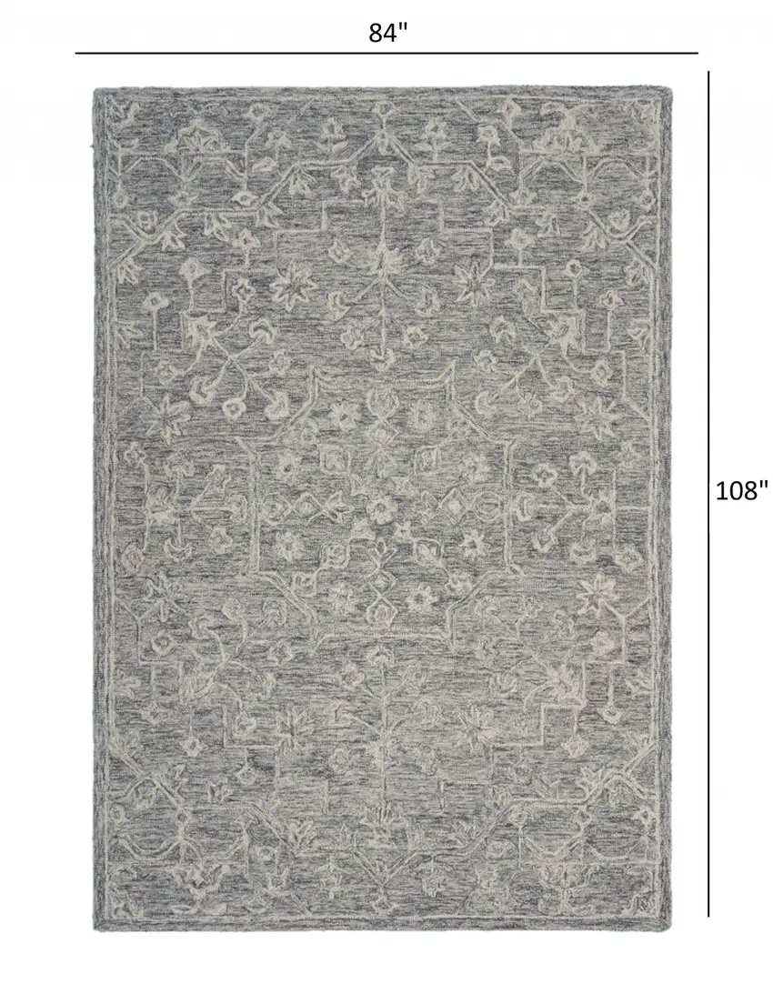 Gray Floral Finesse Area Rug Photo 8