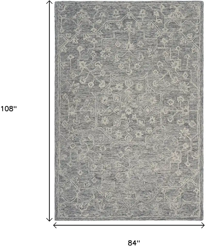 Gray Floral Finesse Area Rug Photo 3