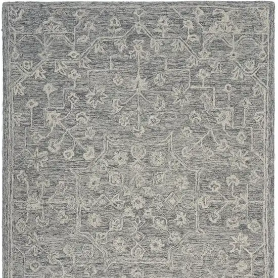 Gray Floral Finesse Area Rug Photo 9