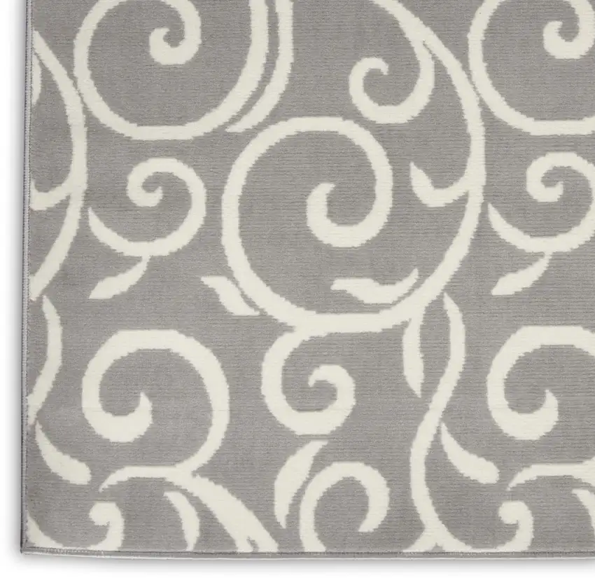 Gray Floral Power Loom Area Rug Photo 9