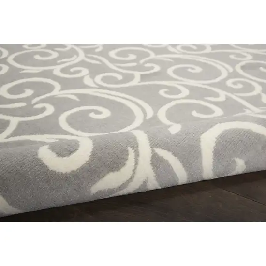Gray Floral Power Loom Area Rug Photo 8