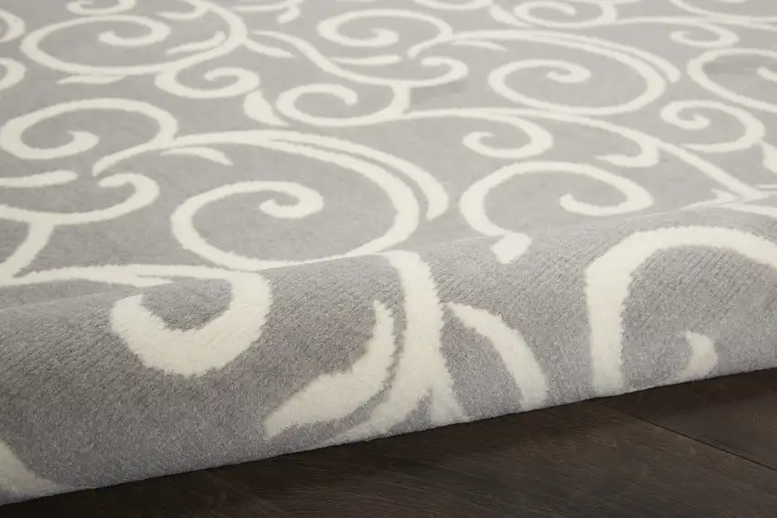 Gray Floral Power Loom Area Rug Photo 8