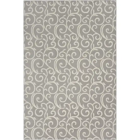 Gray Floral Power Loom Area Rug Photo 5